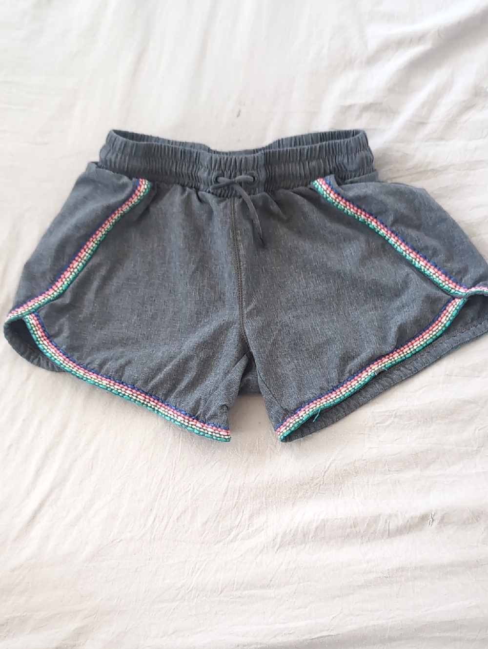 Athleta Girl Gray Shorts with Multicolor Trim Size M 8-10